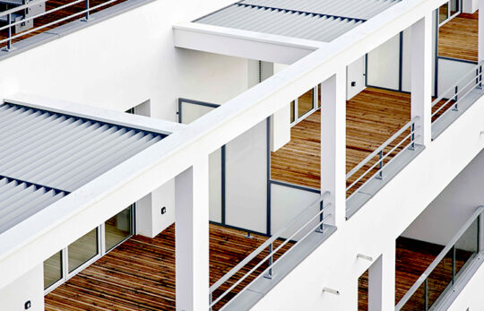 Terrasse d'une résidence neuve à La Teste de Buch
